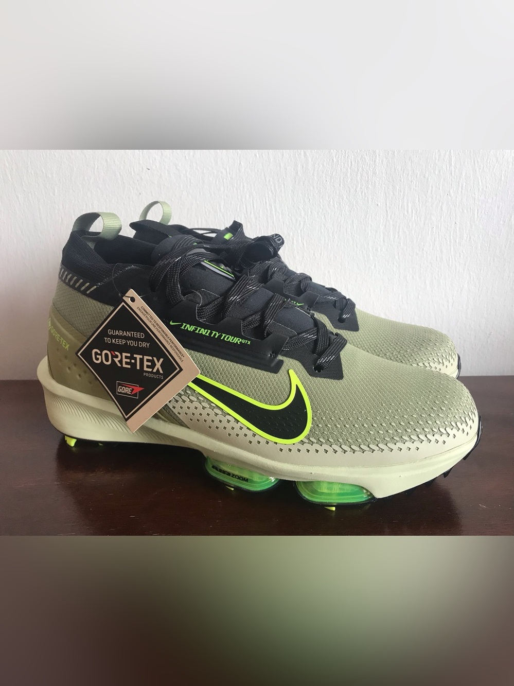 Size 13 Mens Nike Infinity Tour NEXT% 2 GORE-TEX Golf Shoes Green FV4897-300